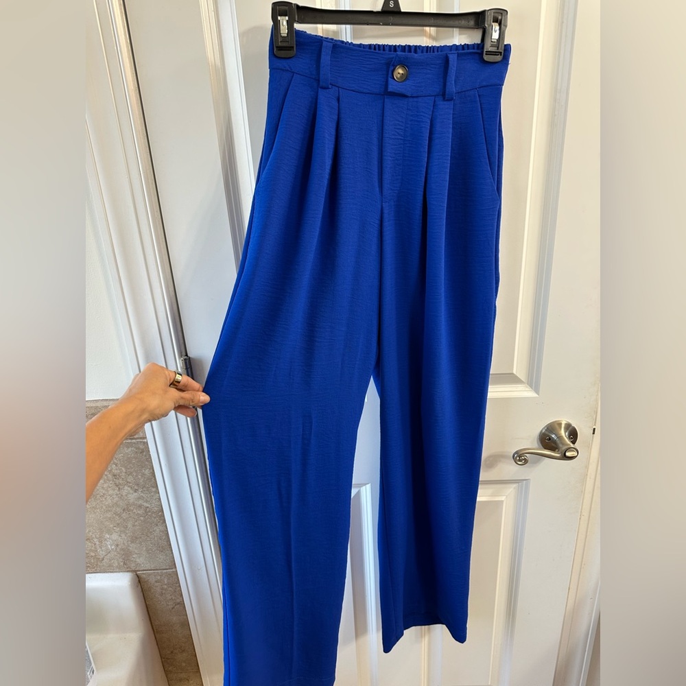 Elegant Blue wide leg Women's Pants
